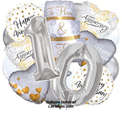 10th Anniversary Cake 19 Balloon Bouquet