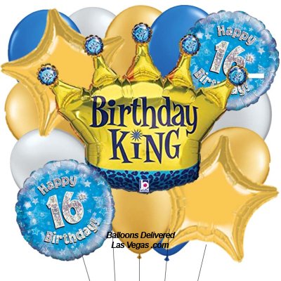 Happy 16th Birthday King 17 Balloon Bouquet