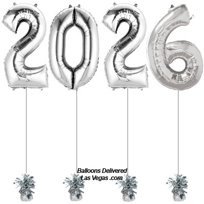 New Year's 2026 Silver 34 inch Numbers