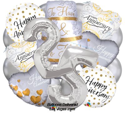 25th Anniversary Cake 19 Balloon Bouquet