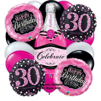 Pink Champagne 30th Birthday Balloon Bouquet