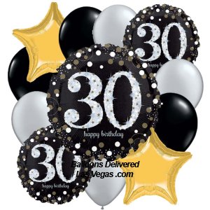 Sparkling 30 Birthday Dozen Balloon Bouquet