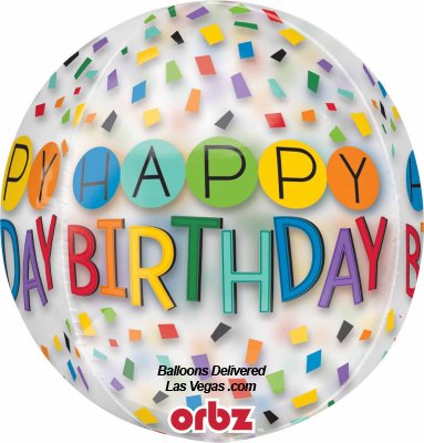 Happy Birthday Rainbow Orbz Balloon 15 inch