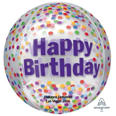 Happy Birthday To Funfetti Orbz Balloon 15 inch