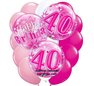 40th Birthday Pink Bubble 18 Balloon Bouquet