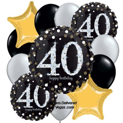Sparkling 40 Birthday Dozen Balloon Bouquet