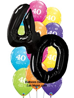 40th Birthday Black Number Balloon Bouquet