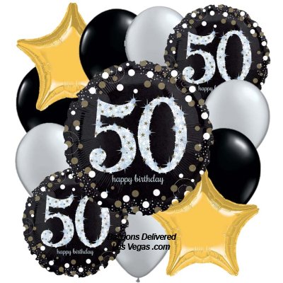 Sparkling 50 Birthday Dozen Balloon Bouquet