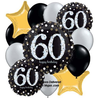 Sparkling 60 Birthday Dozen Balloon Bouquet