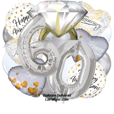 60th Anniversary Diamond 19 Balloon Bouquet