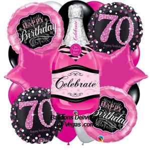 Pink Champagne 70th Birthday 19 Balloon Bouquet