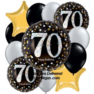 Sparkling 70 Birthday Dozen Balloon Bouquet