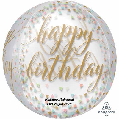 Happy Birthday Confetti Fun Orbz Balloon 15 inch