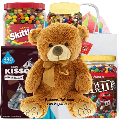 Bear & Kisses & M&M'S & Skittles & Jelly Beans GIft Bag