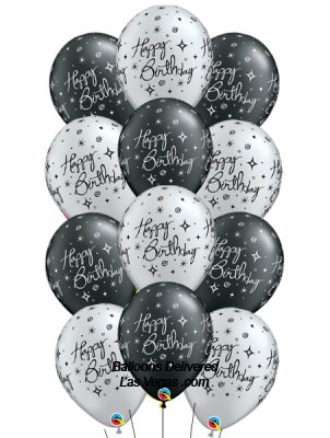 Bouquet of 15 Helium Filled 11 inch latex Elegant Sparkles Balloons