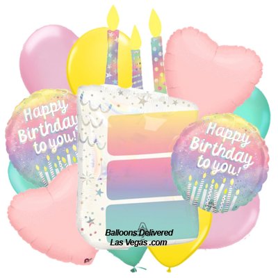 Pearlized Birthday Cake 17 Balloon Bouquet