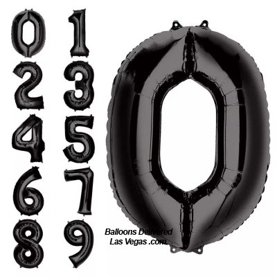 Black Helium Filled Foil 34 inch Number Balloons with Weights
