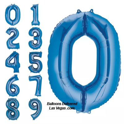 Blue Helium Filled Foil 34 inch Number Balloons with Weights