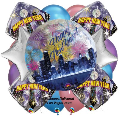 Skyline Supersized New Year's Balloon Bouquet