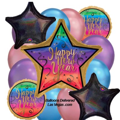 Colorful Chrome New Year's Balloon Bouquet