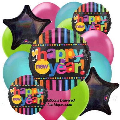 Bright Colors Supersized New Year's Balloon Bouquet