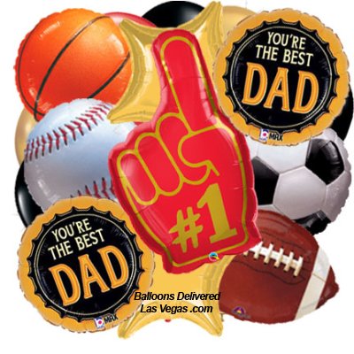 Number One Dad Super Sports Fan 19 Balloon Bouquet