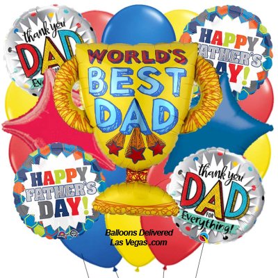 Worlds Best Dad Trophy 19 Balloon Bouquet