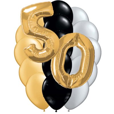 50th Birthday Gold Number 17 Balloon Bouquet