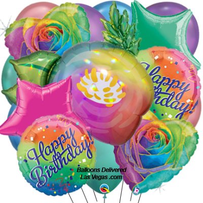 Flower Heart Birthday 17 Balloon Bouquet