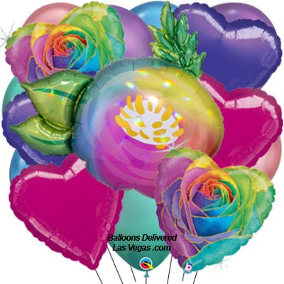 Flower Heart Love (17 Balloon Bouquet)