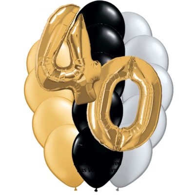 40th Birthday Gold Number 17 Balloon Bouquet