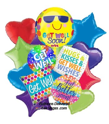 Get Well Sun Orb 13 Balloon Bouquet