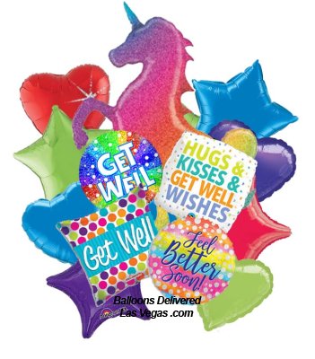 Get Well Unicorn 13 Balloon Bouquet