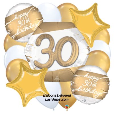 Golden Age 30th Birthday Eighteen Balloon Bouquet