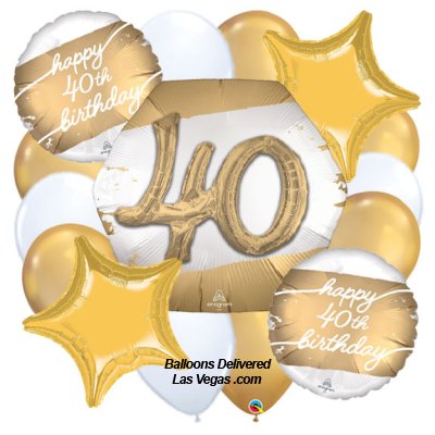 Golden Age 40th Birthday Eighteen Balloon Bouquet