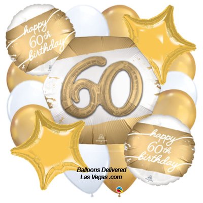 Golden Age 60th Birthday Eighteen Balloon Bouquet