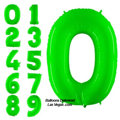 Green Helium Filled Plastic 34 inch Number Balloons with Weights
