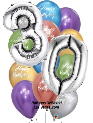 30th Birthday Silver Number Balloon Bouquet
