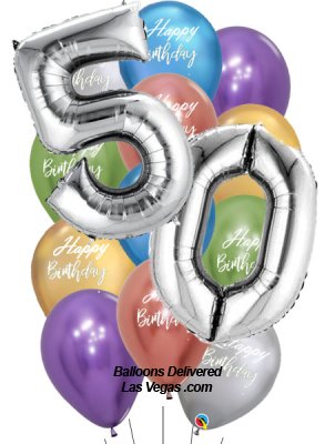 50th Birthday Silver Number Balloon Bouquet