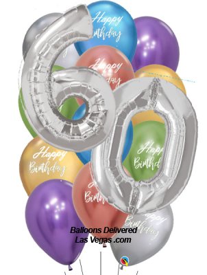 60th Birthday Silver Number Balloon Bouquet