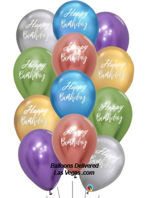 Bouquet of 15 Reflex Radiant 11 inch latex Birthday Balloons