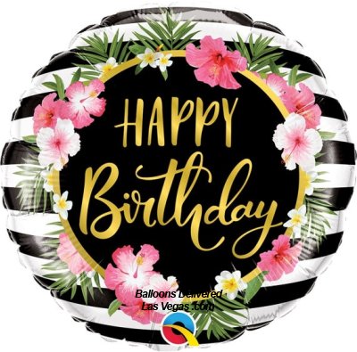 Happy Birthday Flower 18 inch Foil Balloon