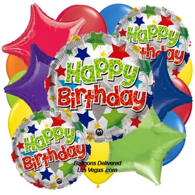 Happy Birthday Stars 19 Balloon Bouquet