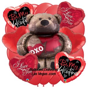 Be Mine Teddy Bear (19 Balloon Bouquet)