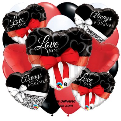 Red Ribbon I Love You (19 Balloon Bouquet)