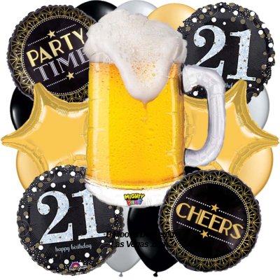 Mighty Beer 21 Years Birthday Balloon Bouquet