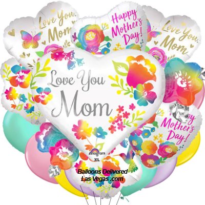 Mother's Day Water Color Hearts Balloon Bouquet