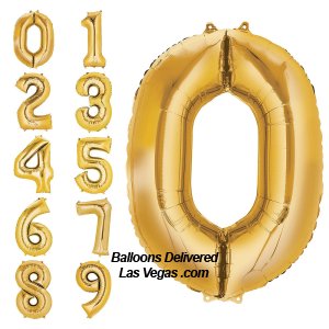 Gold Helium Filled Foil 34 inch Number Balloons with Weights