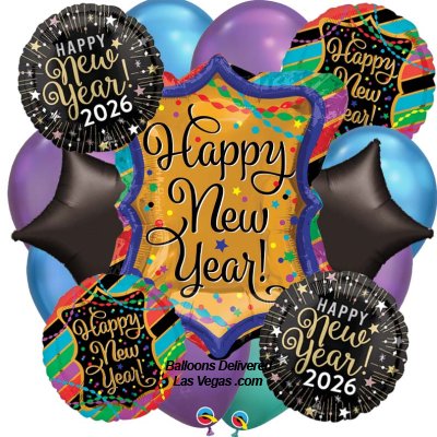 New Year's 2026 Chrome Fantasy Balloon Bouquet