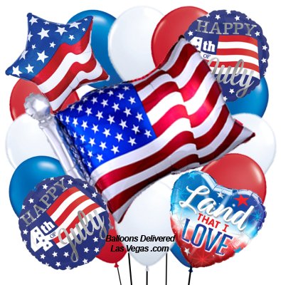 American Flag Land That I Love July 4th Balloon Bouquet